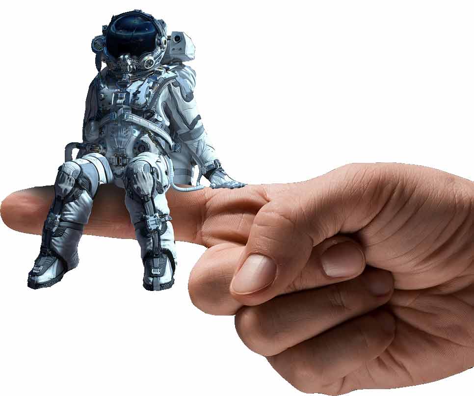 Astronaut auf Finger