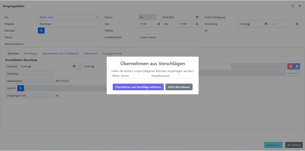 Tau-Office NEXT Betreuungsbehörde Beschluss